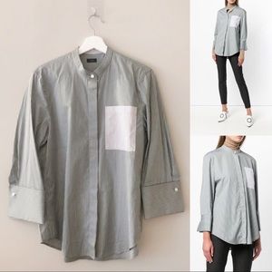 🆕JOSEPH Pinstripe Mandarin Collar Shirt Blouse